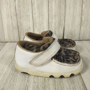 Twisted X Infant White Leopard Driving Moc Baby Boots Size 5